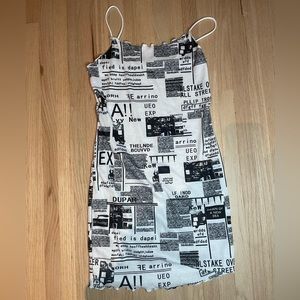 Black and white newspaper dress